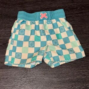 Checkered Blue Smiley Swim Trunk Shorts Pink Tie 2T Toddler Cat & Jack